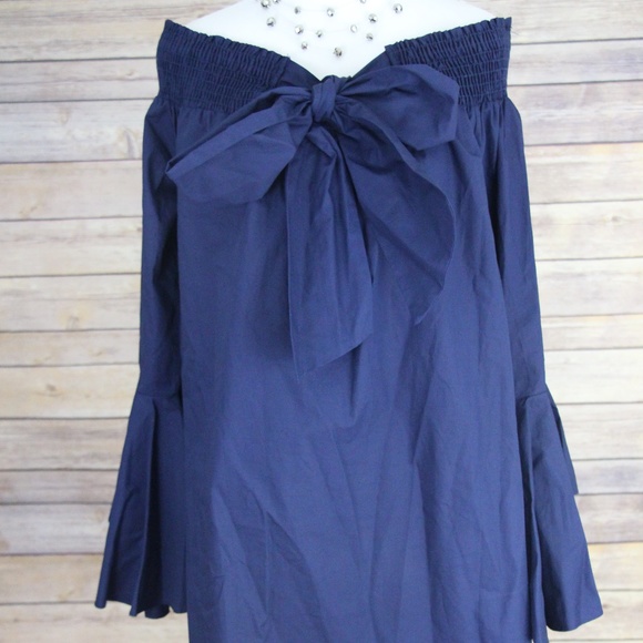 Soprano Tops - SOPRANO Navy Strapless 3/4 Sleeve Flair Cuff Top